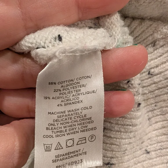 LOFT White Speckled Crewneck Sweater with 'I Snow' Design - Picture 3 of 4